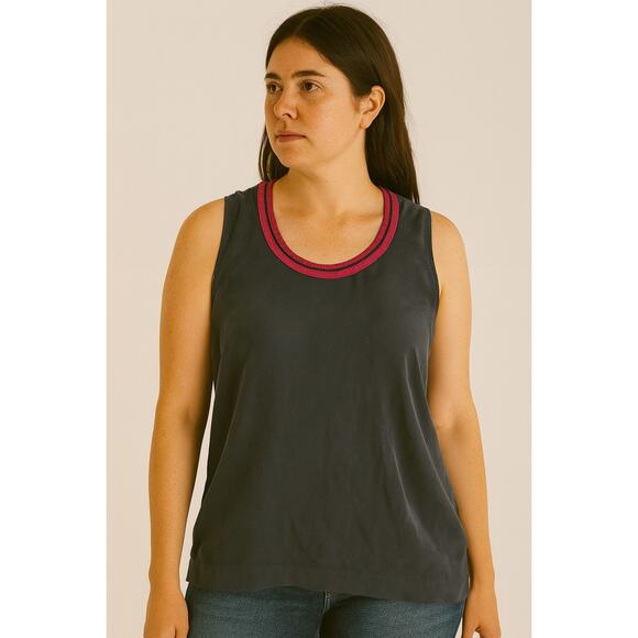 Rag & Bone Ringer Sleeveless Top Black Contrast Collar XS Quiet Luxury Fall Chic - Picture 7 of 7